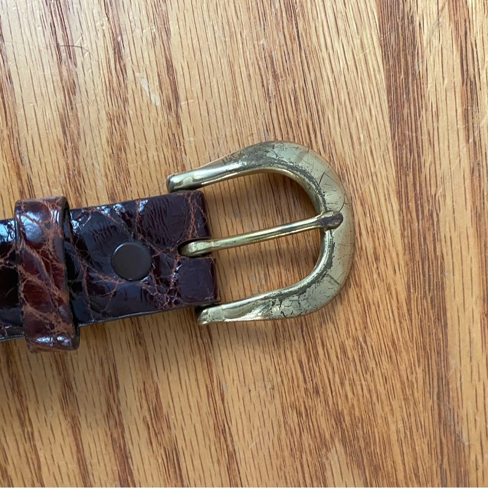 Unbranded Brown 100% Alligator Made in USA Horseshoe Buckle 1” Belt 30 ❗️ - Picture 6 of 8